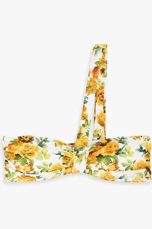 ONIA Lauren one-shoulder floral-print bandeau bikini top