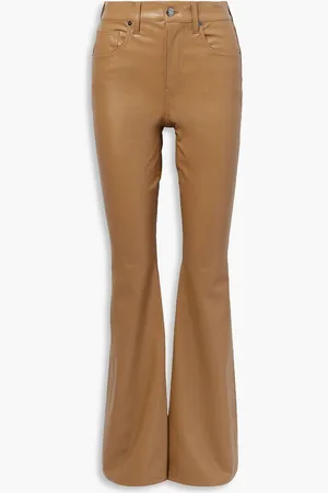 VERONICA BEARD Beverly faux leather flared pants - Brown