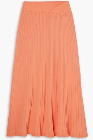 Anna Quan Celeste ribbed cotton-blend midi skirt - Orange