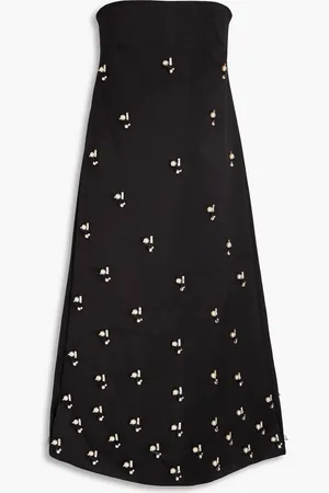 EMILIA WICKSTEAD Strapless embellished satin midi dress