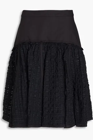 3.1 Phillip Lim Taffeta-paneled checked seersucker midi skirt