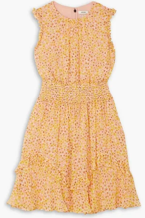 Jason Wu Shirred ruffled floral-print silk-chiffon mini dress - Pink