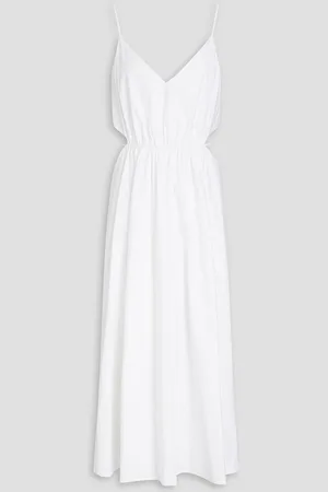 Halston Heritage Carmen gathered stretch-cotton poplin dress
