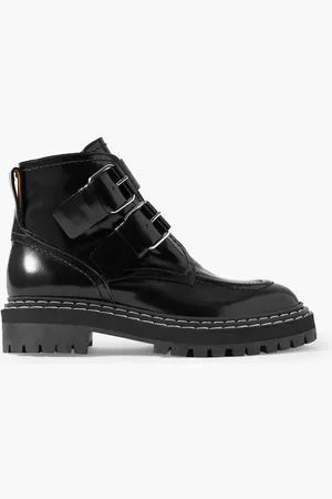 Proenza Schouler Buckled glossed-leather ankle boots