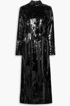 Commission Sequined crepe turtleneck midi dress