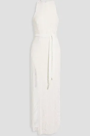 Retrofete Tzilly belted sequined chiffon maxi dress