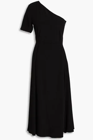 Claudie Pierlot One-sleeve cutout crepe de chine midi dress