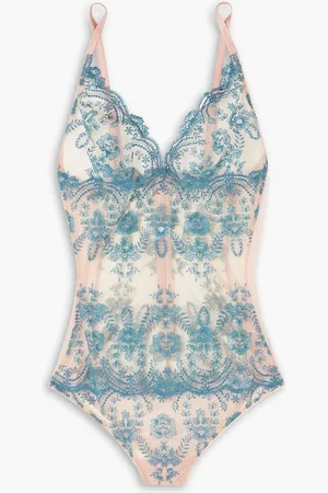 I.D. Sarrieri Tuscan Holiday embroidered tulle bodysuit