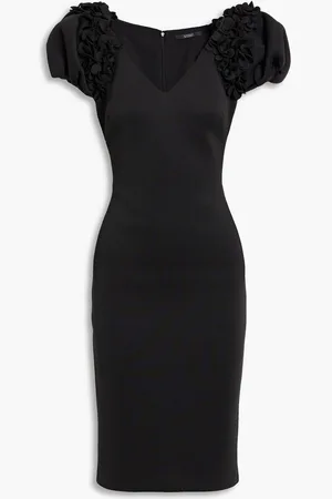 Badgley Mischka Floral-appliquéd scuba dress