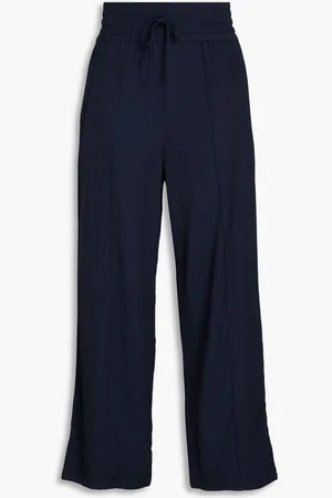 Ganni Cropped jacquard wide-leg pants - Blue
