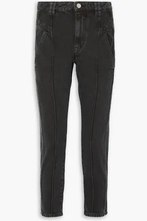 Marant Etoile Tilly cropped paneled high-rise slim-leg jeans