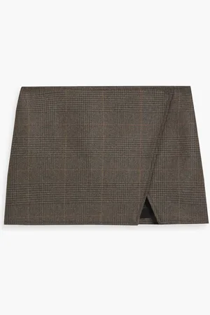 A.L.C. Rylee wrap-effect checked tweed mini skirt - Green