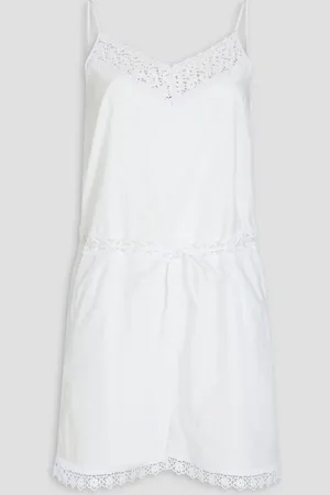 CHARO RUIZ IBIZA Crocheted lace-trimmed cotton-blend playsuit