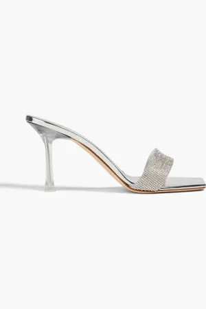 MAGDA BUTRYM Crystal-embellished metallic suede mules - Metallic