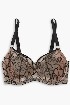 Katherine Hamilton Vivian satin-trimmed embroidered tulle underwired bra