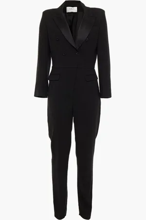 Bash Satin-trimmed crepe jumpsuit
