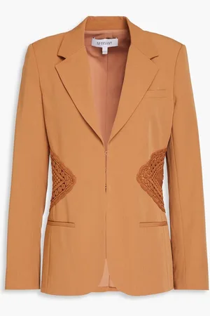 Derek Lam Jad crochet-trimmed twill blazer - Brown