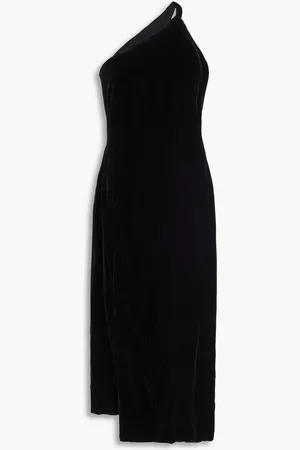 Oscar de la Renta One-shoulder cutout velvet midi dress