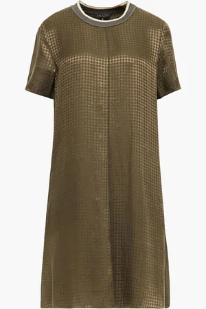 RAG&BONE Houndstooth satin-jacquard mini dress - Green