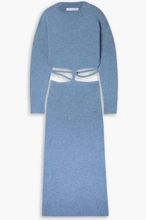 CHRISTOPHER ESBER Tie-detailed cutout wool and cashmere-blend midi dress - Blue