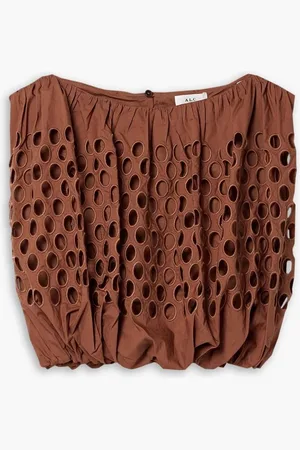 A.L.C. Raina cropped gathered broderie anglaise cotton top