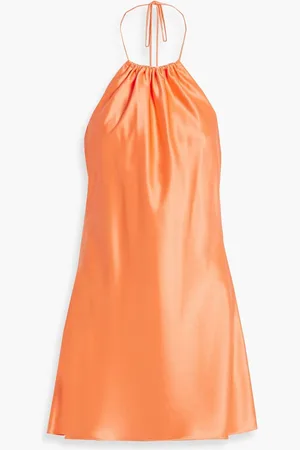 ALICE+OLIVIA Alice Olivia - Zumi satin halterneck mini dress - Orange