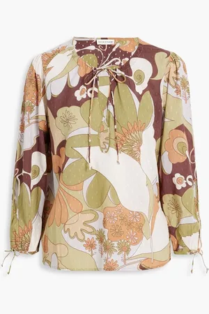Antik Batik Bahia printed fil coupé cotton top - Green