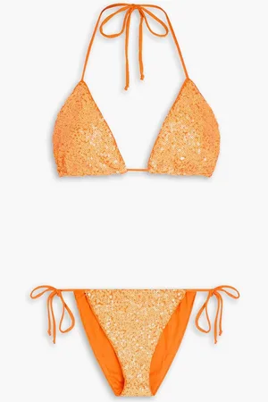 Norma Kamali Sequined triangle bikini - Orange