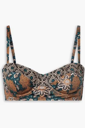 ULLA JOHNSON Zahara printed underwired bikini top - Brown