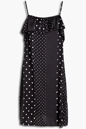 Else Ruffled polka-dot silk-satin slip