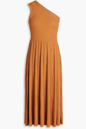 ZIMMERMANN Andie one-shoulder ribbed-knit midi dress - Brown