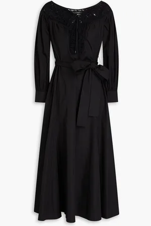 GABRIELA HEARST Elias off-the-shoulder lace-trimmed cotton-poplin midi dress