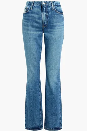 Frame Le Mini Boot distressed mid-rise bootcut jeans - Blue