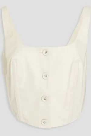 Anna Quan Cropped cotton-blend twill top - White