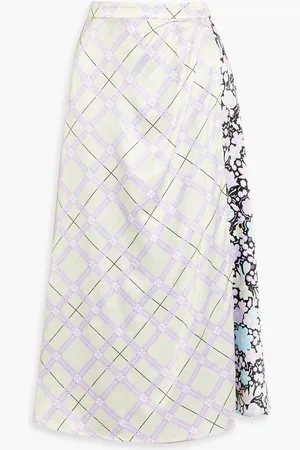 OLIVIA RUBIN Ida wrap-effect printed satin midi skirt