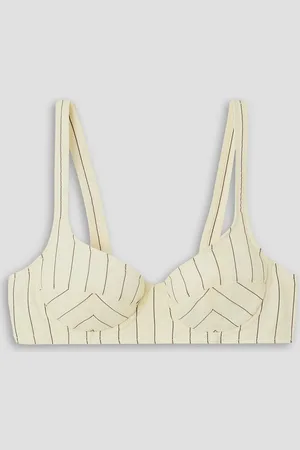 Jean Paul Gaultier Cropped striped twill top - White