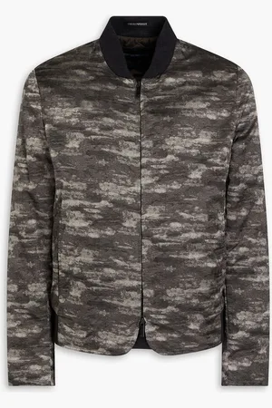Emporio Armani Camouflage-print satin-jacquard bomber jacket - Gray