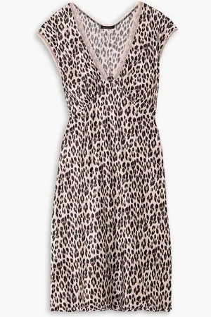 Morgan Lane Cordelia lace-trimmed leopard-print charmeuse nightdress