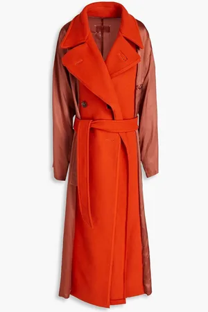 Maison Margiela Satin-paneled wool-felt trench coat
