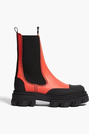 Ganni Leather Chelsea boots - Orange
