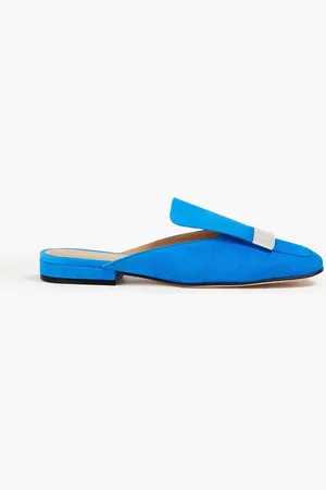 Sergio Rossi Embellished suede slippers - Blue