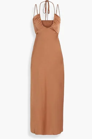 A.L.C. Sienna cutout shirred satin midi dress - Brown
