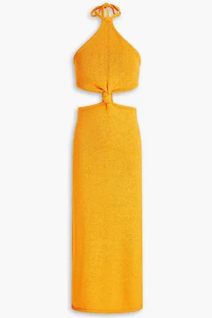 Cult Gaia Cameron cutout cotton-blend halterneck midi dress - Yellow