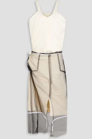 Maison Margiela Twill, canvas and tulle midi dress - White