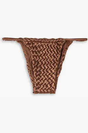 Isa Boulder Weavestring woven stretch-satin low-rise bikini briefs - Metallic