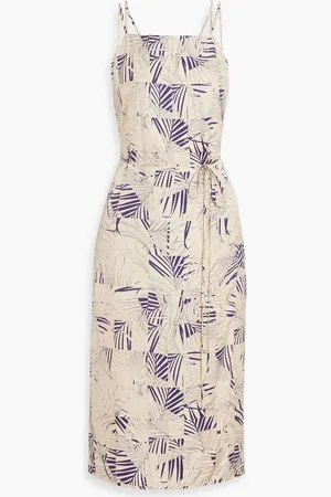 Equipment Carris wrap-effect printed twill midi dress - Neutral