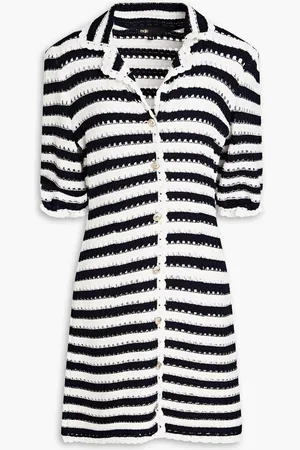 Maje Striped crochet mini dress - Blue