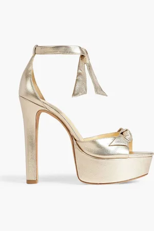 ALEXANDRE BIRMAN Clarita bow-embellished metallic leather platform sandals - Metallic