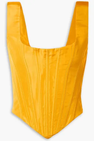 Christopher John Rogers Silk-faille bustier top - Yellow