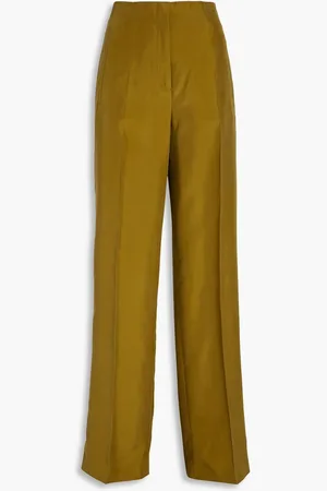 Alberta Ferretti Washed-silk wide-leg pants - Green